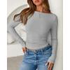 imageBTFBM Womens Long Sleeve T Shirts Fall Clothes 2025 Ribbed Slim Fit Y2K Boat Neck Casual Going Out Tops Workout OutfitsGrey