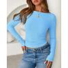imageBTFBM Womens Long Sleeve T Shirts Fall Clothes 2025 Ribbed Slim Fit Y2K Boat Neck Casual Going Out Tops Workout OutfitsLight Blue