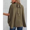 imageBTFBM Womens Summer Tops 2025 Fall Mock Neck Batwing Sleeve Shirts Loose High Low Hem Oversized Dressy Casual BlousesArmy Green