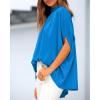 imageBTFBM Womens Summer Tops 2025 Fall Mock Neck Batwing Sleeve Shirts Loose High Low Hem Oversized Dressy Casual BlousesBlue