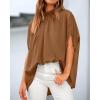 imageBTFBM Womens Summer Tops 2025 Fall Mock Neck Batwing Sleeve Shirts Loose High Low Hem Oversized Dressy Casual BlousesBrown