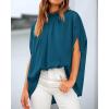 imageBTFBM Womens Summer Tops 2025 Fall Mock Neck Batwing Sleeve Shirts Loose High Low Hem Oversized Dressy Casual BlousesDark Blue