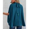 imageBTFBM Womens Summer Tops 2025 Fall Mock Neck Batwing Sleeve Shirts Loose High Low Hem Oversized Dressy Casual BlousesDark Blue