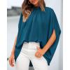 imageBTFBM Womens Summer Tops 2025 Fall Mock Neck Batwing Sleeve Shirts Loose High Low Hem Oversized Dressy Casual BlousesDark Blue
