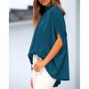 imageBTFBM Womens Summer Tops 2025 Fall Mock Neck Batwing Sleeve Shirts Loose High Low Hem Oversized Dressy Casual BlousesDark Blue