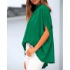 imageBTFBM Womens Summer Tops 2025 Fall Mock Neck Batwing Sleeve Shirts Loose High Low Hem Oversized Dressy Casual BlousesGreen