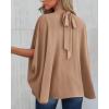 imageBTFBM Womens Summer Tops 2025 Fall Mock Neck Batwing Sleeve Shirts Loose High Low Hem Oversized Dressy Casual BlousesKhaki