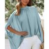 imageBTFBM Womens Summer Tops 2025 Fall Mock Neck Batwing Sleeve Shirts Loose High Low Hem Oversized Dressy Casual BlousesLight Blue