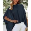 imageBTFBM Womens Summer Tops 2025 Fall Mock Neck Batwing Sleeve Shirts Loose High Low Hem Oversized Dressy Casual BlousesNavy