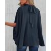 imageBTFBM Womens Summer Tops 2025 Fall Mock Neck Batwing Sleeve Shirts Loose High Low Hem Oversized Dressy Casual BlousesNavy