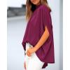 imageBTFBM Womens Summer Tops 2025 Fall Mock Neck Batwing Sleeve Shirts Loose High Low Hem Oversized Dressy Casual BlousesPurple Red