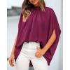 imageBTFBM Womens Summer Tops 2025 Fall Mock Neck Batwing Sleeve Shirts Loose High Low Hem Oversized Dressy Casual BlousesPurple Red