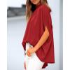 imageBTFBM Womens Summer Tops 2025 Fall Mock Neck Batwing Sleeve Shirts Loose High Low Hem Oversized Dressy Casual BlousesRed
