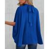 imageBTFBM Womens Summer Tops 2025 Fall Mock Neck Batwing Sleeve Shirts Loose High Low Hem Oversized Dressy Casual BlousesRoyal Blue