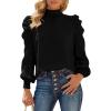 imageBTFBM Mock Neck Long Sleeve Blouses for Women Dressy Casual Business Work Shirts 2025 Spring Fall Clothes Satin TopsBlack