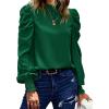 imageBTFBM Mock Neck Long Sleeve Blouses for Women Dressy Casual Business Work Shirts 2025 Spring Fall Clothes Satin TopsDark Green