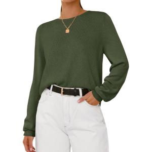 imageBTFBM Sweaters for Women 2025 Early Fall Fashion Crewneck Long Sleeve Ribbed Knit Oversized Pullover Casual Loose TopsArmy Green