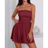 imageBTFBM Summer Womens Romper 2025 Strapless Tube Top Beach Vacation Clothes Ruffle Boho Loose Shorts Jumpsuits PocketsBurgundy