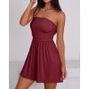 imageBTFBM Summer Womens Romper 2025 Strapless Tube Top Beach Vacation Clothes Ruffle Boho Loose Shorts Jumpsuits PocketsBurgundy