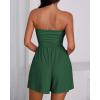 imageBTFBM Summer Womens Romper 2025 Strapless Tube Top Beach Vacation Clothes Ruffle Boho Loose Shorts Jumpsuits PocketsGreen