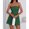 imageBTFBM Summer Womens Romper 2025 Strapless Tube Top Beach Vacation Clothes Ruffle Boho Loose Shorts Jumpsuits PocketsGreen