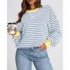 imageBTFBM Womens Oversized Striped Sweatshirt Crewneck Long Sleeve Pullover Top Casual Y2K Fall Clothes 2025 Workout ShirtBlue Beige White