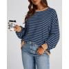imageBTFBM Womens Oversized Striped Sweatshirt Crewneck Long Sleeve Pullover Top Casual Y2K Fall Clothes 2025 Workout ShirtBlue Navy