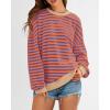 imageBTFBM Womens Oversized Striped Sweatshirt Crewneck Long Sleeve Pullover Top Casual Y2K Fall Clothes 2025 Workout ShirtBlue Orange