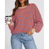 imageBTFBM Womens Oversized Striped Sweatshirt Crewneck Long Sleeve Pullover Top Casual Y2K Fall Clothes 2025 Workout ShirtBlue Orange