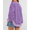 imageBTFBM Womens Oversized Striped Sweatshirt Crewneck Long Sleeve Pullover Top Casual Y2K Fall Clothes 2025 Workout ShirtBlue Pink