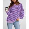 imageBTFBM Womens Oversized Striped Sweatshirt Crewneck Long Sleeve Pullover Top Casual Y2K Fall Clothes 2025 Workout ShirtBlue Pink