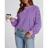 imageBTFBM Womens Oversized Striped Sweatshirt Crewneck Long Sleeve Pullover Top Casual Y2K Fall Clothes 2025 Workout ShirtBlue Pink