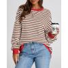imageBTFBM Womens Oversized Striped Sweatshirt Crewneck Long Sleeve Pullover Top Casual Y2K Fall Clothes 2025 Workout ShirtBrown White