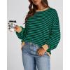 imageBTFBM Womens Oversized Striped Sweatshirt Crewneck Long Sleeve Pullover Top Casual Y2K Fall Clothes 2025 Workout ShirtGreen Navy