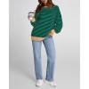imageBTFBM Womens Oversized Striped Sweatshirt Crewneck Long Sleeve Pullover Top Casual Y2K Fall Clothes 2025 Workout ShirtGreen Navy
