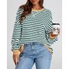 imageBTFBM Womens Oversized Striped Sweatshirt Crewneck Long Sleeve Pullover Top Casual Y2K Fall Clothes 2025 Workout ShirtGreen White