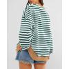 imageBTFBM Womens Oversized Striped Sweatshirt Crewneck Long Sleeve Pullover Top Casual Y2K Fall Clothes 2025 Workout ShirtGreen White