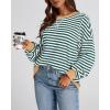 imageBTFBM Womens Oversized Striped Sweatshirt Crewneck Long Sleeve Pullover Top Casual Y2K Fall Clothes 2025 Workout ShirtGreen White
