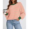 imageBTFBM Womens Oversized Striped Sweatshirt Crewneck Long Sleeve Pullover Top Casual Y2K Fall Clothes 2025 Workout ShirtLight Orange Apricot