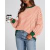 imageBTFBM Womens Oversized Striped Sweatshirt Crewneck Long Sleeve Pullover Top Casual Y2K Fall Clothes 2025 Workout ShirtLight Orange Apricot