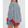 imageBTFBM Womens Oversized Striped Sweatshirt Crewneck Long Sleeve Pullover Top Casual Y2K Fall Clothes 2025 Workout ShirtNavy White