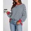 imageBTFBM Womens Oversized Striped Sweatshirt Crewneck Long Sleeve Pullover Top Casual Y2K Fall Clothes 2025 Workout ShirtNavy White