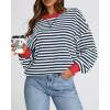 imageBTFBM Womens Oversized Striped Sweatshirt Crewneck Long Sleeve Pullover Top Casual Y2K Fall Clothes 2025 Workout ShirtNavy White