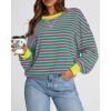 imageBTFBM Womens Oversized Striped Sweatshirt Crewneck Long Sleeve Pullover Top Casual Y2K Fall Clothes 2025 Workout ShirtPink Green
