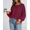 imageBTFBM Womens Oversized Striped Sweatshirt Crewneck Long Sleeve Pullover Top Casual Y2K Fall Clothes 2025 Workout ShirtRed Navy