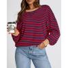 imageBTFBM Womens Oversized Striped Sweatshirt Crewneck Long Sleeve Pullover Top Casual Y2K Fall Clothes 2025 Workout ShirtRed Navy