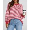 imageBTFBM Womens Oversized Striped Sweatshirt Crewneck Long Sleeve Pullover Top Casual Y2K Fall Clothes 2025 Workout ShirtRed White
