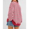 imageBTFBM Womens Oversized Striped Sweatshirt Crewneck Long Sleeve Pullover Top Casual Y2K Fall Clothes 2025 Workout ShirtRed White