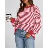 imageBTFBM Womens Oversized Striped Sweatshirt Crewneck Long Sleeve Pullover Top Casual Y2K Fall Clothes 2025 Workout ShirtRed White