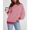 imageBTFBM Womens Oversized Striped Sweatshirt Crewneck Long Sleeve Pullover Top Casual Y2K Fall Clothes 2025 Workout ShirtRed White